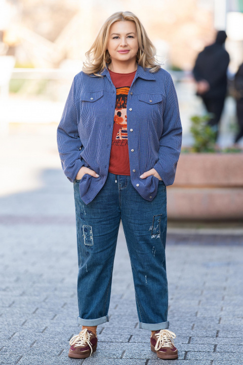 Макси пролетно джинсово яке тип риза в синьо