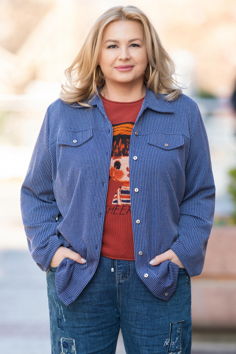 Макси пролетно джинсово яке тип риза в синьо