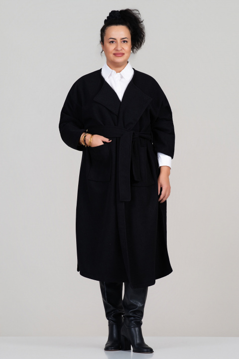 МАКСИ дълго палто в черно с колан