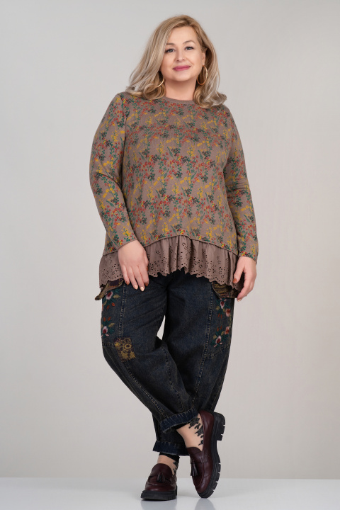 МАКСИ дънки с ластик в талията и цветни декоративни капаци