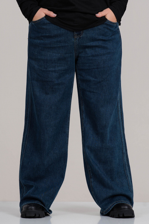 МАКСИ дънки с ластик в талията и широка кройка