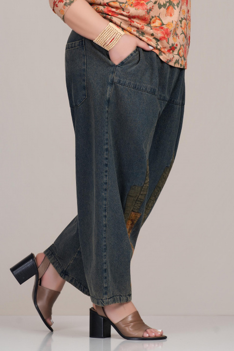 Макси дънки с широк крачол, винтидж ефект и апликации