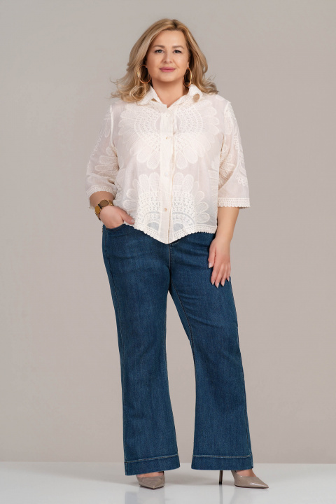 Макси дънки в синьо с разркоен рачол и ластик в талията