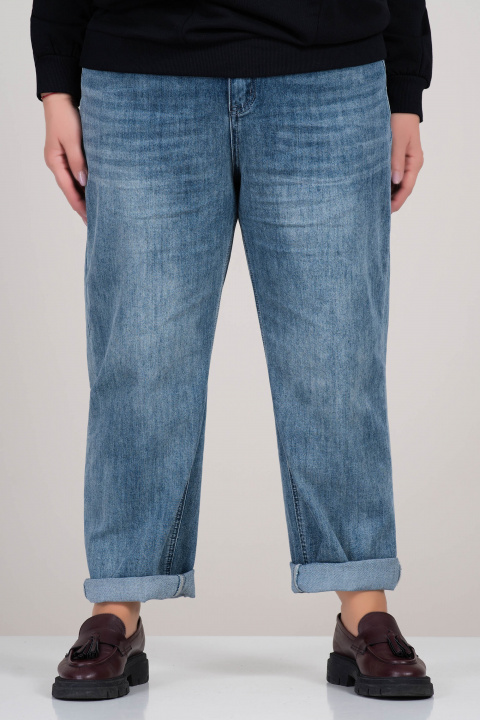 МАКСИ дънки в синьо със стандартна кройка и ластик в талията