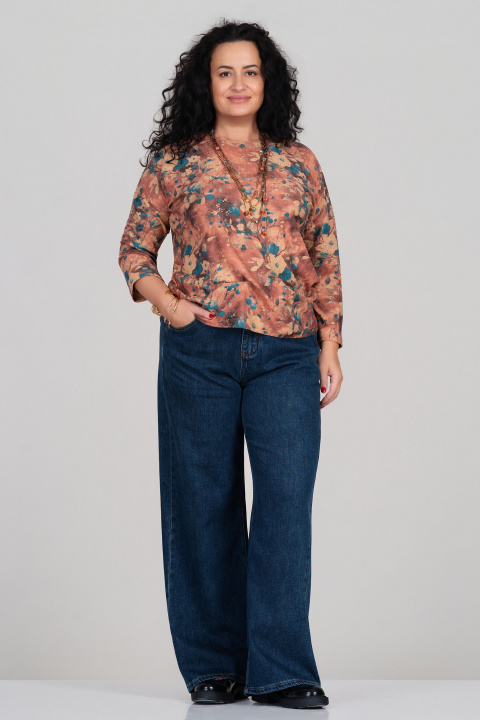 МАКСИ дънки в синьо със свободна кройка и декоративен детайл с панделка