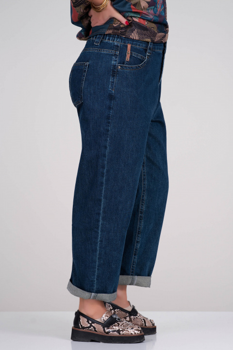 МАКСИ дънки в синьо със свободна кройка и ластик в талията