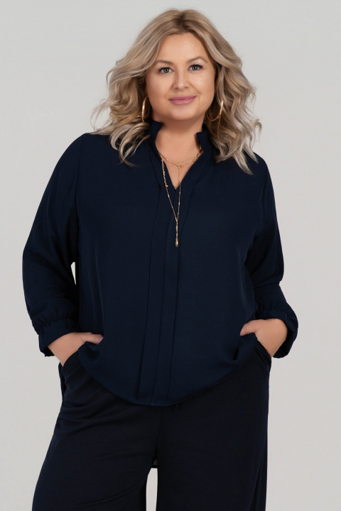 МАКСИ ефирна блуза в тъмносиньо