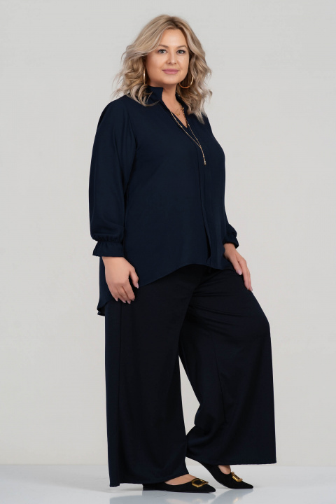 МАКСИ ефирна блуза в тъмносиньо