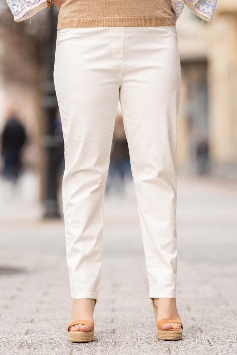 Макси еластиччен панталон от памук в бяло