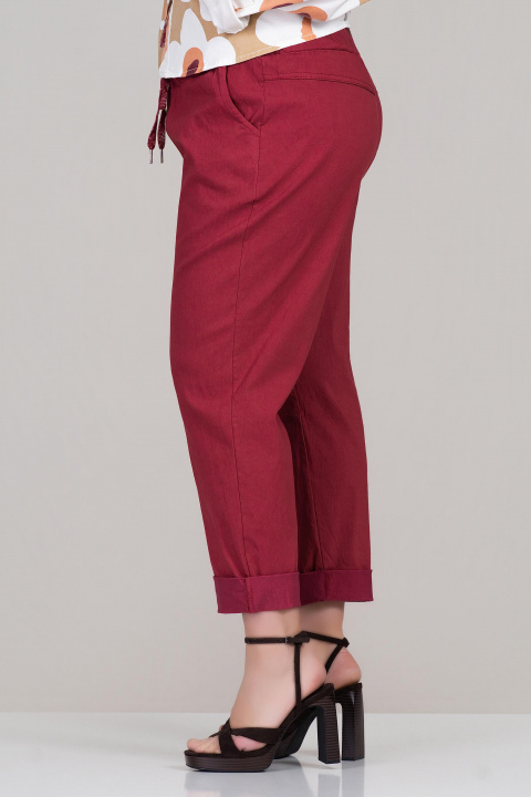 МАКСИ еластичен панталон в тъмнорозово с връзки и ластик в талията