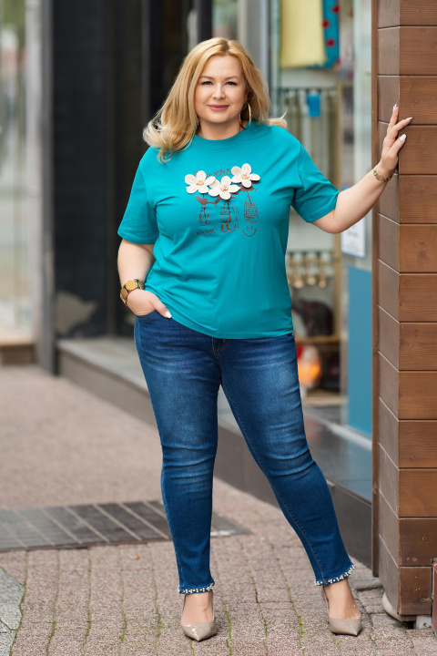 МАКСИ еластични дънки по тялото с декорирана панделка с перли