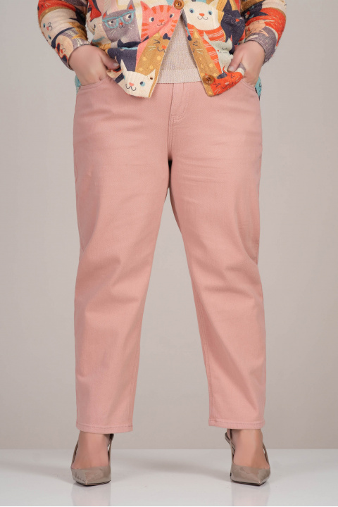 МАКСИ еластични дънки в светлорозово