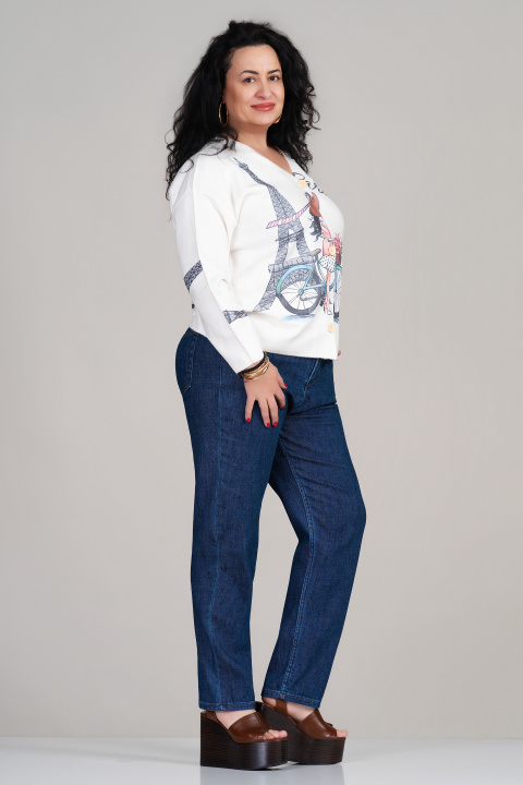 МАКСИ жилетка плетиво в бяло от фино плетиво с принт айфеловата кула