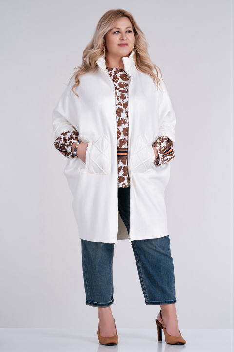 МАКСИ жилетка в цвят екрю от фино плетиво с 3/4 прилеп ръкав и шушлекови джобове