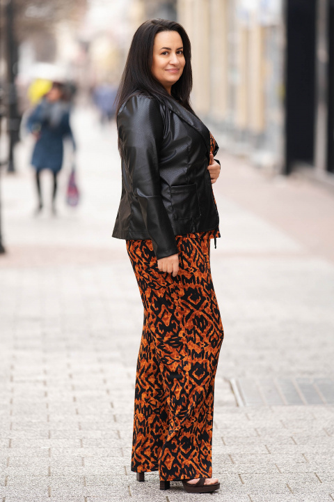 МАКСИ кожено сако в черно с релефен змийски принт