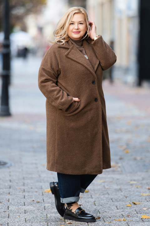 МАКСИ меко кафяво палто с леопардов хастар и класическа линия