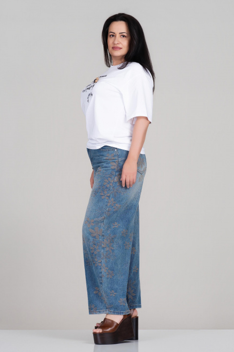 МАКСИ памучна тениска в бяло с щампован надпис и 3Д декорация с куче