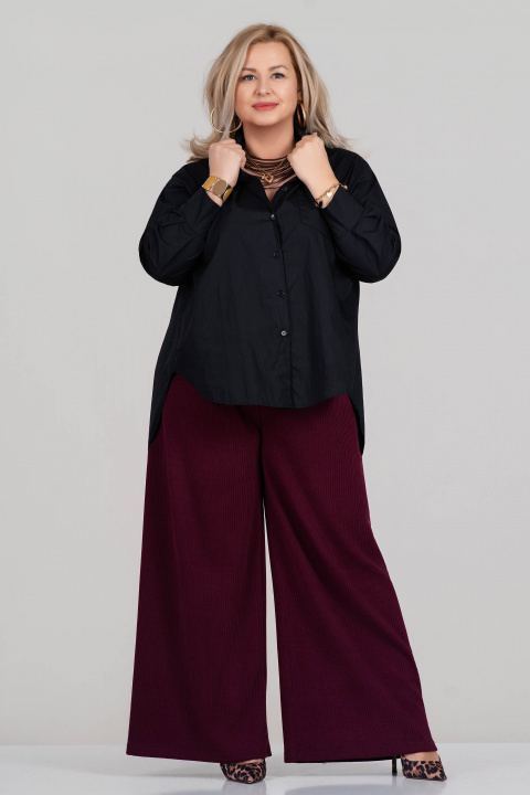 МАКСИ панталон в цвят малина от плътна релефна материя