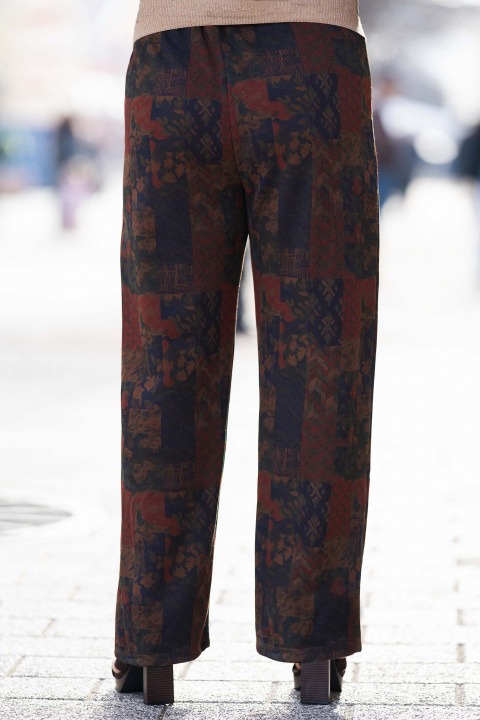 МАКСИ панталон в кафяво с етно принт и свободна кройка