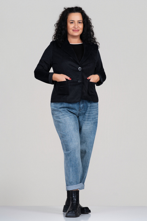 МАКСИ плътно кадифено сако в черно