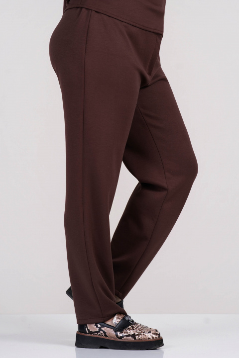 МАКСИ прав панталон в кафяво от плътна материя