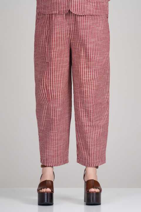 МАКСИ раиран комплект от сако и панталон в цвят керемида