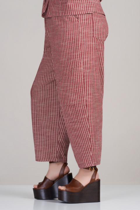 МАКСИ раиран комплект от сако и панталон в цвят керемида