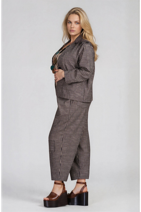 МАКСИ раиран комплект от сако и панталон в сиво