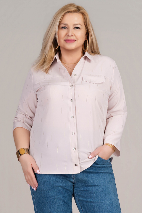 МАКСИ риза в бежово със златист принт