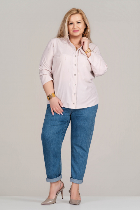 МАКСИ риза в бежово със златист принт