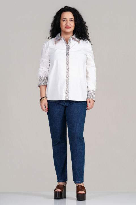 Макси риза в бяло с етно кант