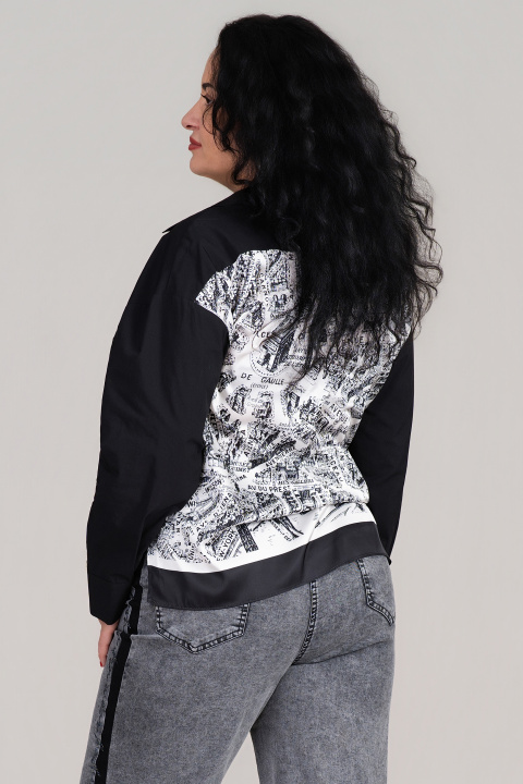 МАКСИ риза в черно с интересен принт на гърба