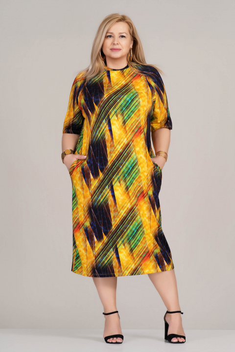 МАКСИ рокля от еластично трико с пъстър принт