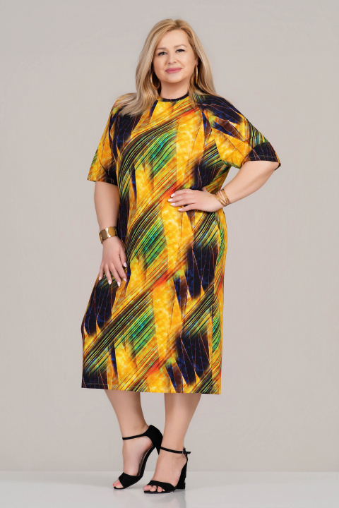 МАКСИ рокля от еластично трико с пъстър принт