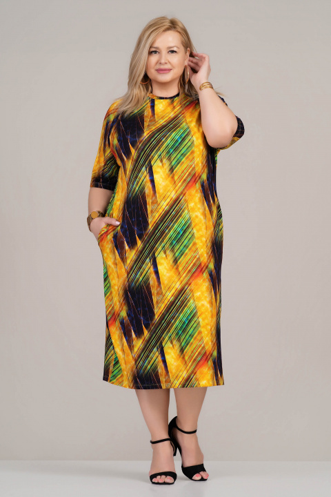 МАКСИ рокля от еластично трико с пъстър принт