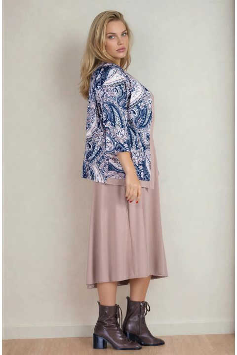 Макси рокля в бежово от две части със сако с етно мотиви