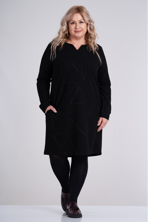 МАКСИ рокля в черно с лъскав геометричен принт