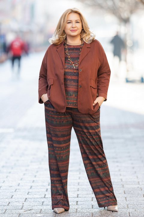 Макси сако в керемидено червено с капаци на джобовете