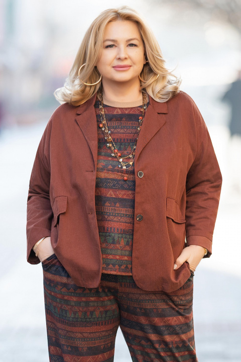 Макси сако в керемидено червено с капаци на джобовете