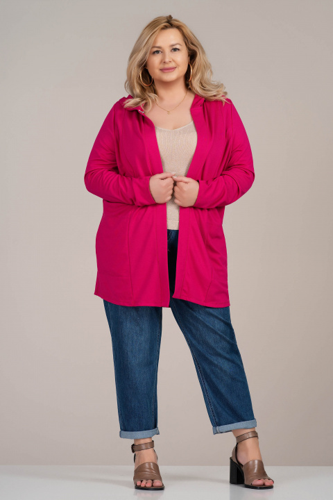 МАКСИ спортно сако в цикламено розово с качулка