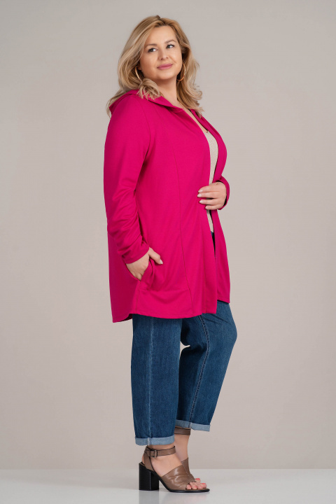 МАКСИ спортно сако в цикламено розово с качулка