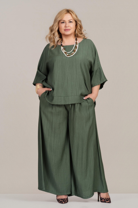 Макси туника от вискоза в зелено със свободна кройка и обло деколте