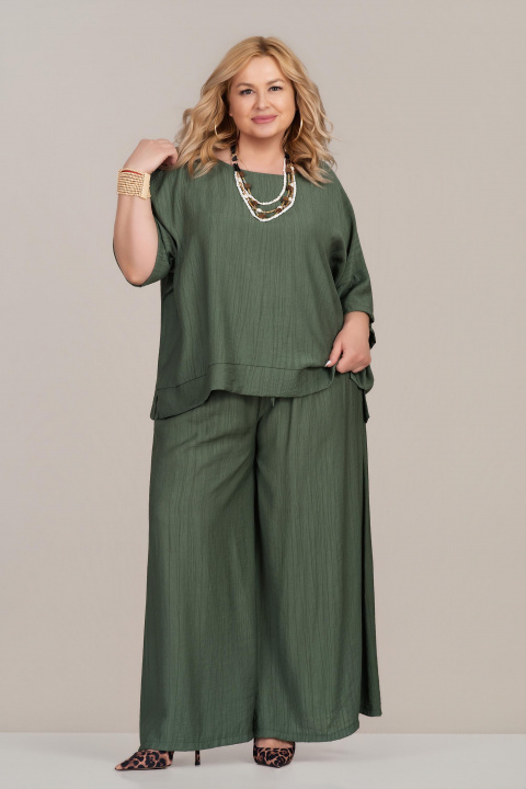 Макси туника от вискоза в зелено със свободна кройка и обло деколте