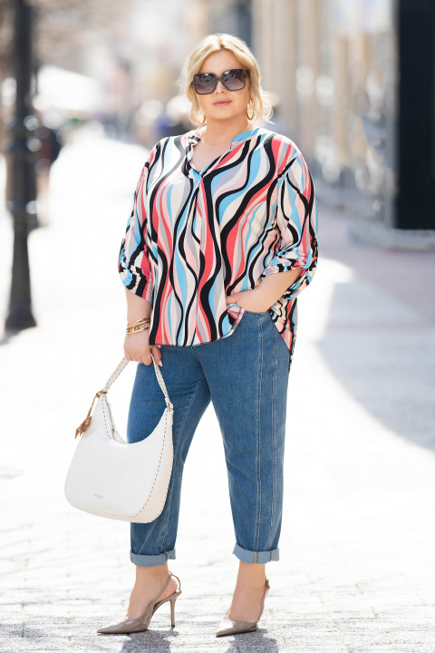 Макси туника с цветен вълнообразен принт