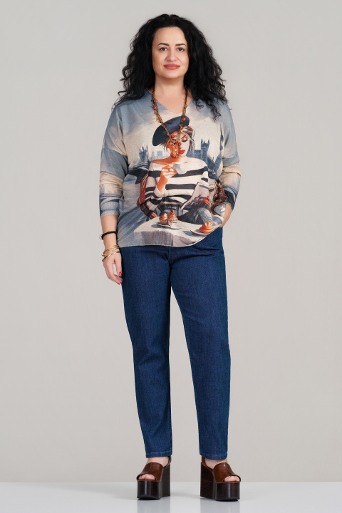 МАКСИ туника с принт жена с книга и нищка ламе