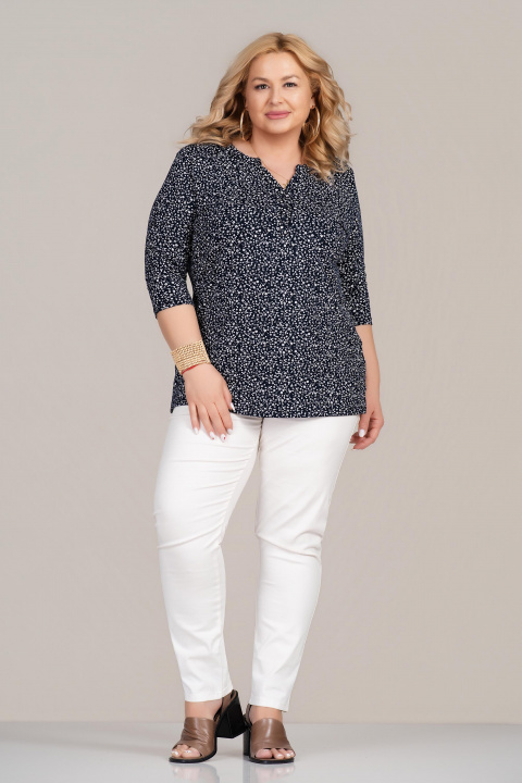 МАКСИ туника в черно с принт ситни бели цветя