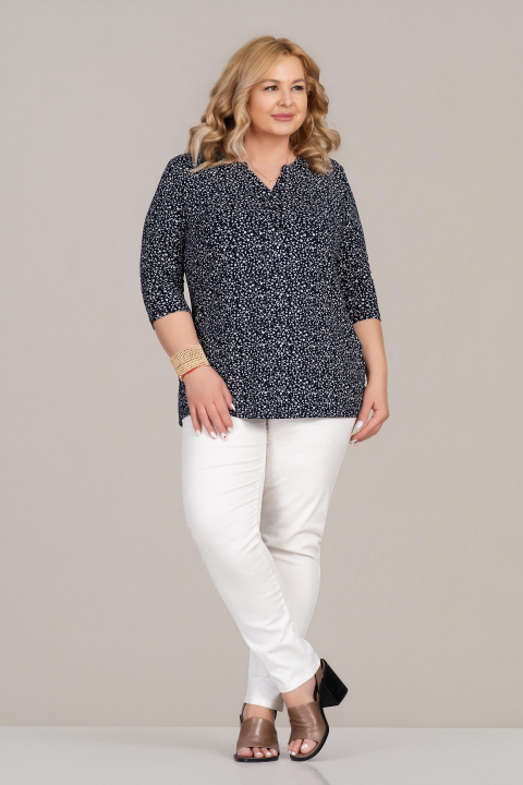 МАКСИ туника в черно с принт ситни бели цветя