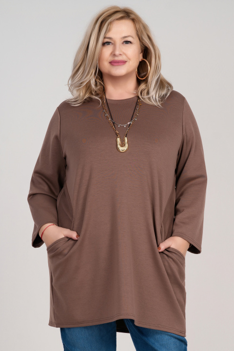 МАКСИ туника в цвят капучино с два джоба