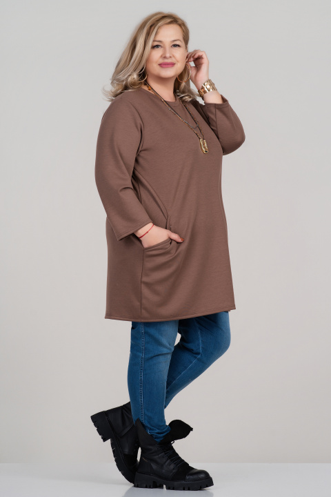 МАКСИ туника в цвят капучино с два джоба