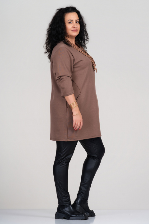 МАКСИ туника в млечно кафяво с два джоба